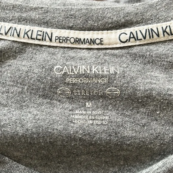 Calvin Klein Performance Stretch Short-Sleeved T-Shirt M EUC Gray Grey White - Picture 5 of 5